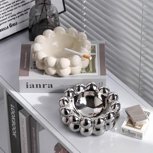 WAIT FLY Creative Bubble Ceramic Ashtray Silver