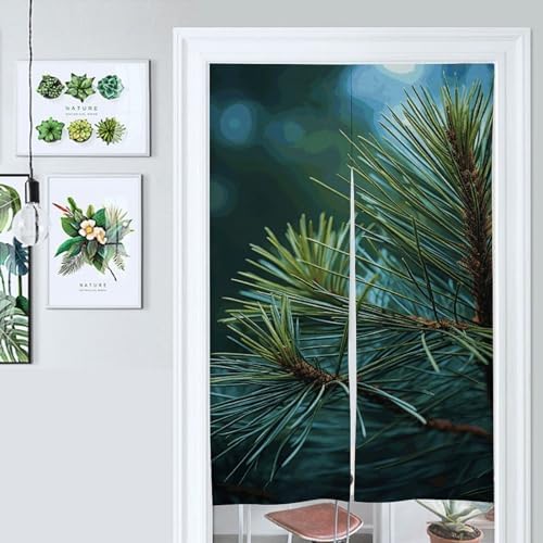 Pine Tree Door Cover Curtain 57x17 Inches Split Doorway Tapestry