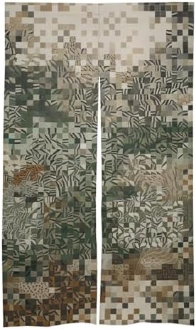 Japanese Noren Square Pattern Door Curtain 34x57 Inch