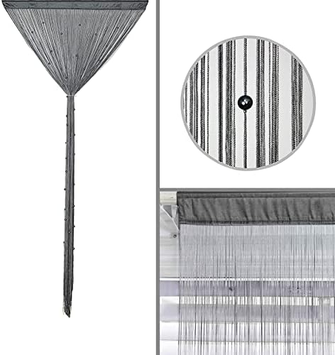 Beaded Curtain Door with Dense String and Fringe