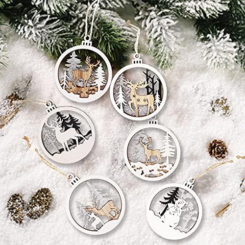 6 Pack Wooden Christmas Ornaments Set with Nativity Scene Decorations