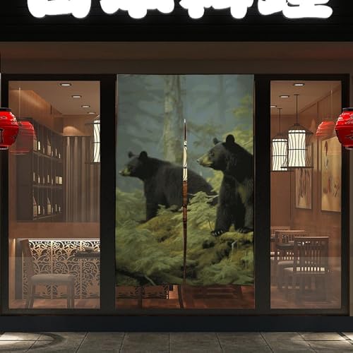 Black Bears Door Curtain Panel 17x57 Inch Split Door Divider