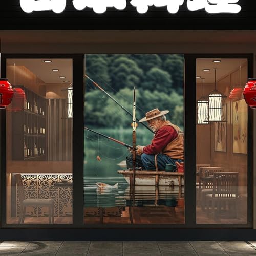 Fishing Lake Door Cover Curtain 57 X 17 Inches