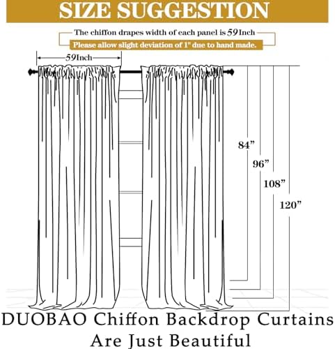 Duoobao Rainbow Sheer Chiffon Curtains - 10x10ft 2 Panels