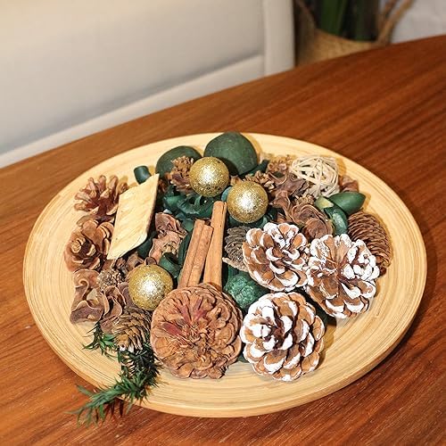 Qingbei Rina Christmas Potpourri Bags - 20 oz Pine Scented Dried Flowers with Cinnamon