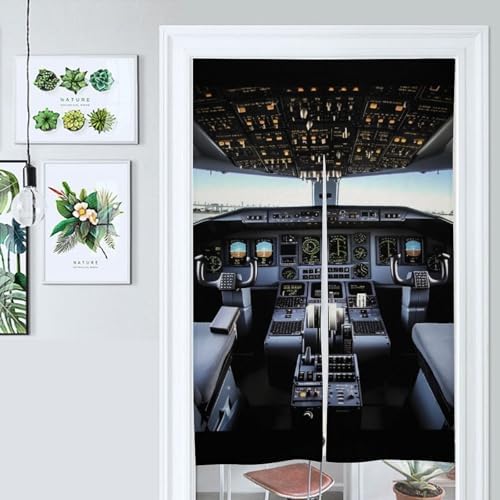 Airplane Cockpit Door Curtain Split 17x57 Inch Blackout Privacy Partition Divider
