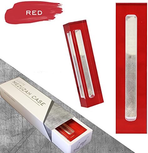 Lavish Lucites Lucite Mezuzah Case Red 12cm Scrolls
