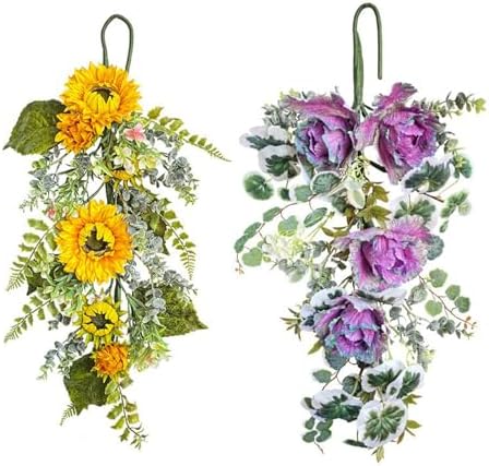 2755 Inch Artificial Yellow Sunflower Wall Hanging Wreath
