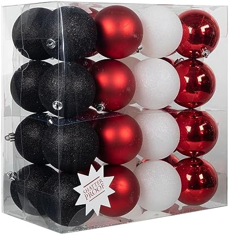 Hobby Lobby Red Black White Shiny Glitter Ball Ornaments