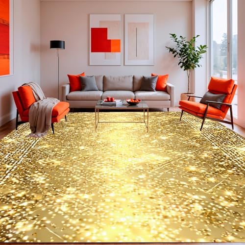 Ultra Soft Gold Area Rug 6x9 Non Slip