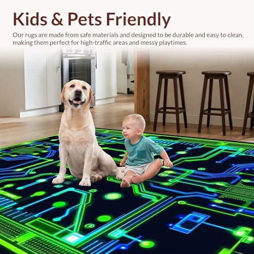 Ultra Soft 4x6 Area Rug with Fluorescent Grid Lines