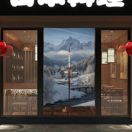 Bavarian Alps Winter Landscape Door Curtain 57x17 Inches