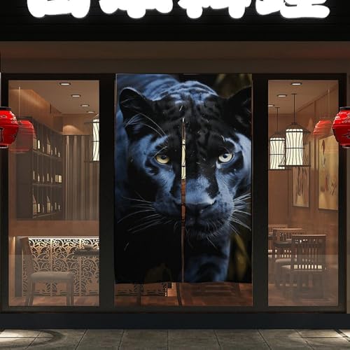 Panther Door Curtain with Blue Eyes 57 X 17 Inches