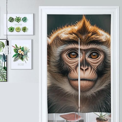 Cute Monkey Door Cover Curtain 57x17 Inches