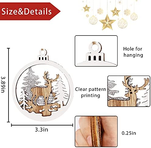 6 Pack Wooden Christmas Ornaments Set with Nativity Scene Decorations