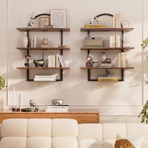 XLHOMO Floating Shelf Wall 24 Inch 31 Tier Rustic Brown