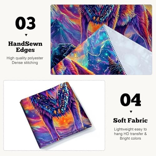 BVBOX Blacklight Wolf Tapestry 79x59 Wall Hanging Decor