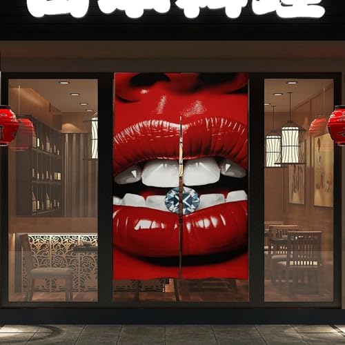 Red Lips Diamond Door Cover Curtain 57x17 Inches