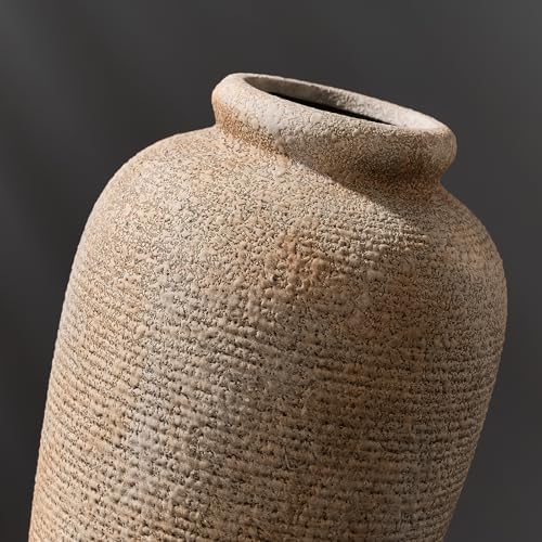Large Ceramic Rustic Vase 11 Inch Brown