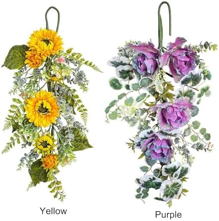 2755 Inch Artificial Yellow Sunflower Wall Hanging Wreath