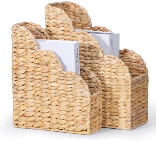 BROWNLILY Water Hyacinth Magazine Holders Set of 2