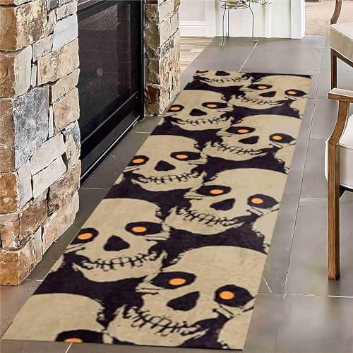Halloween Skull Runner Rug 26x7ft Entryway Carpet
