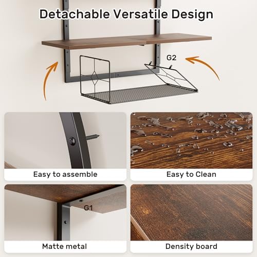 XLHOMO Floating Shelf Wall 24 Inch 31 Tier Rustic Brown