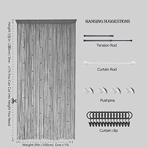 Beaded Curtain Door with Dense String and Fringe