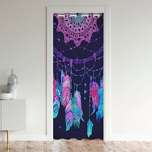 Boho Hippie Velvet Door Curtain with Dream Catcher Design
