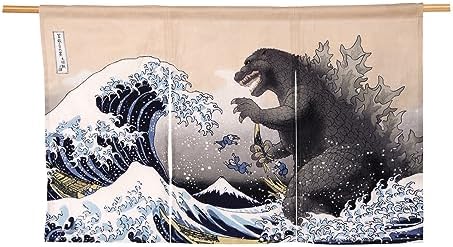 Godzilla Noren Curtain Tapestry 36 Views of Mt Fuji Hokusai