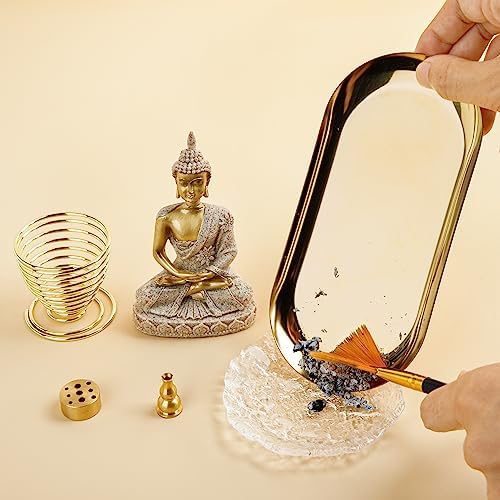 ZenBless 6 In 1 Incense Holder - Gold Oval Ash Catcher