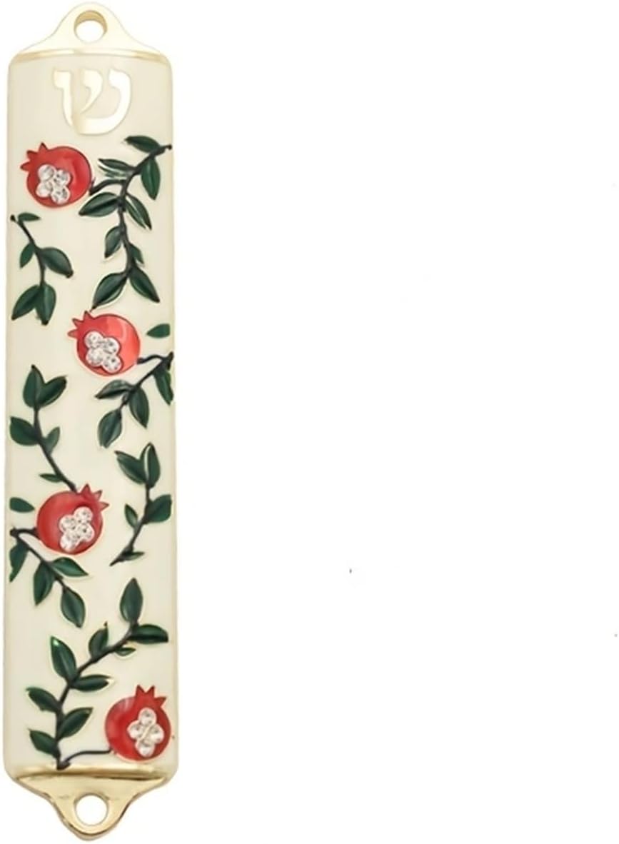 Mingzhang Exquisite Enamel Pomegranate Mezuzah with Crystal Accents