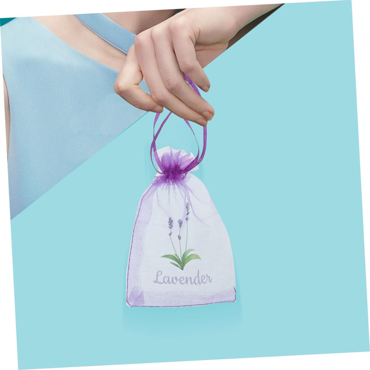 PRETYZOOM 20pcs Lavender Scented Drawstring Mesh Pouches