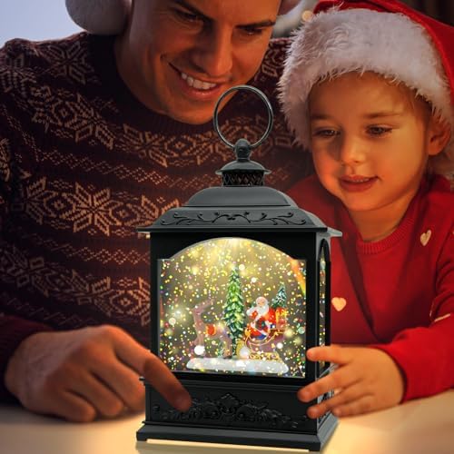 Christmas Snow Globe Lantern with Music and Timer