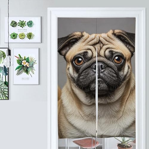 Animal Pug Door Curtain Panel 17x57 Inch Split Door Divider