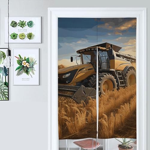 Farm Tractor Harvest Door Cover Curtain 57x17 Inches
