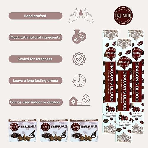 Dragons Blood Incense Sticks and Backflow Cones Combo Pack - 60 Sticks 30 Cones