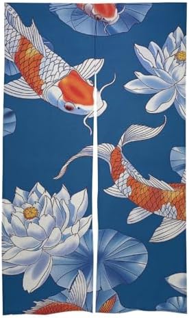 Flower and Fish Door Curtain Split 17x57 Inch Blackout Privacy Divider