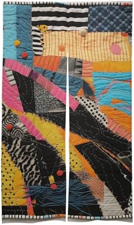 Colorful Quilt Split Door Curtain 17x57 Inches