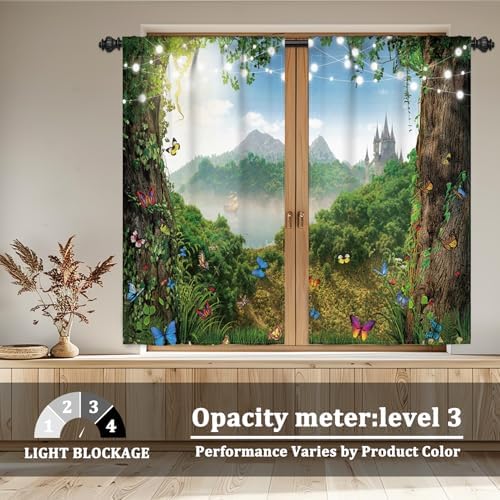 Renaiss 42x63 Inch Jungle Butterfly Curtains 2 Panels
