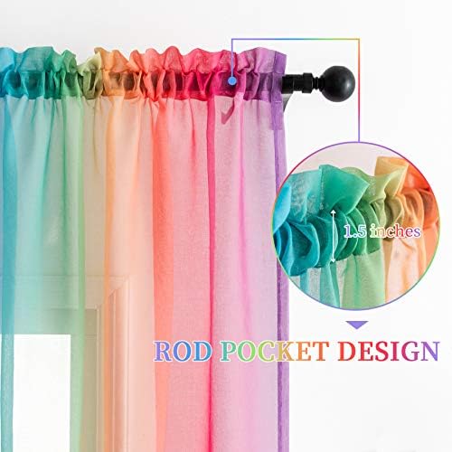 Anjee Rainbow Sheer Curtains 2 Panels 72 Inches Long