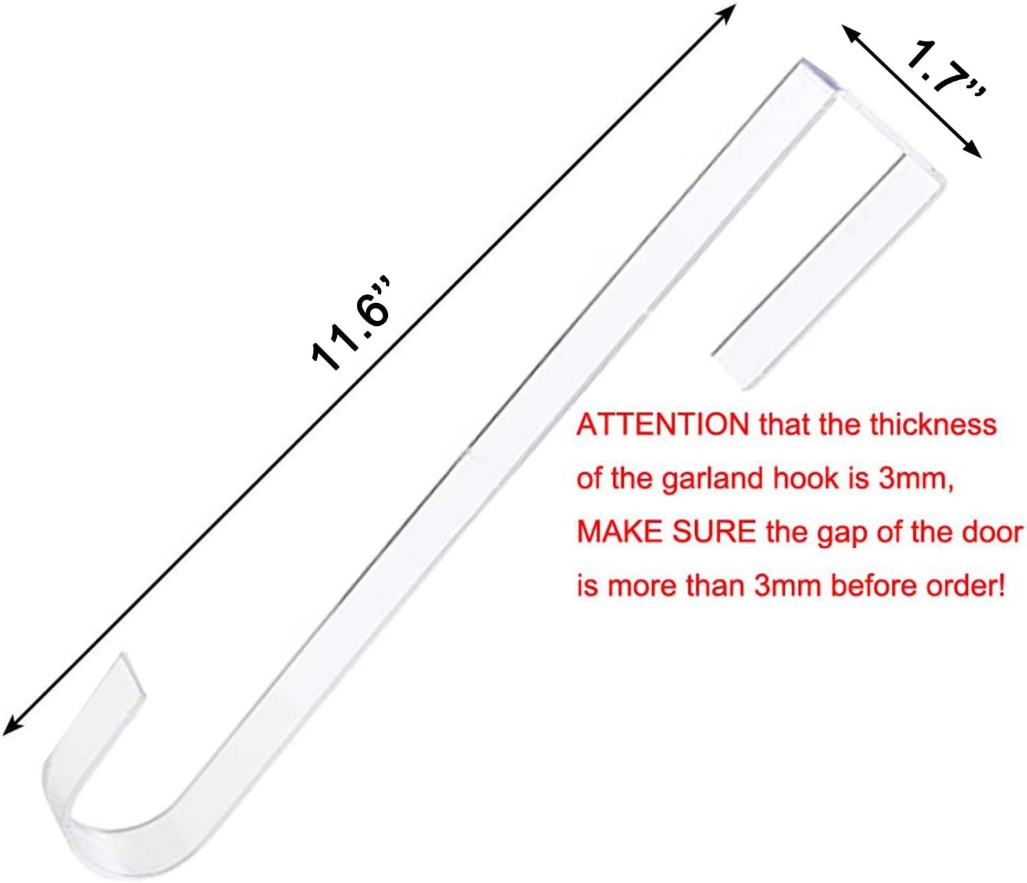 Blingkingdom 2pcs Clear 12 inch Wreath Hanger Hook for Doors
