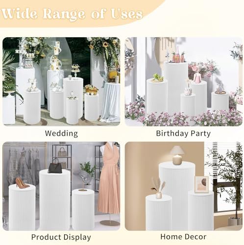5 Pcs Metal Cylinder Pedestal Stands for Party Decor