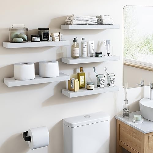 Fixwal 158in Floating Shelves White 5 Pack