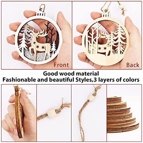 6 Pack Wooden Christmas Ornaments Set with Nativity Scene Decorations