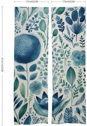 Japanese Noren Blue Plant Pattern Door Curtain 34x57