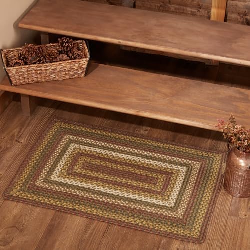 VHC Brands Tea Cabin Rustic Jute Green Striped Area Rug 20x30