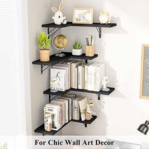 Love-KANKEI 4-Tier Floating Corner Shelves Black