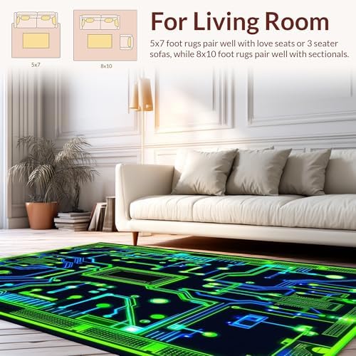 Ultra Soft 4x6 Area Rug with Fluorescent Grid Lines