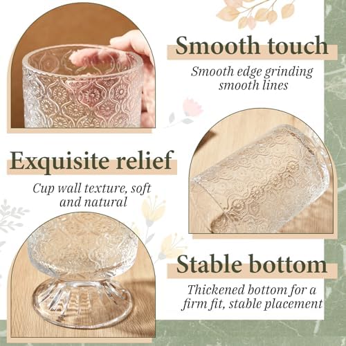 6 Pcs Clear Embossed Glass Vases for Wedding Centerpieces